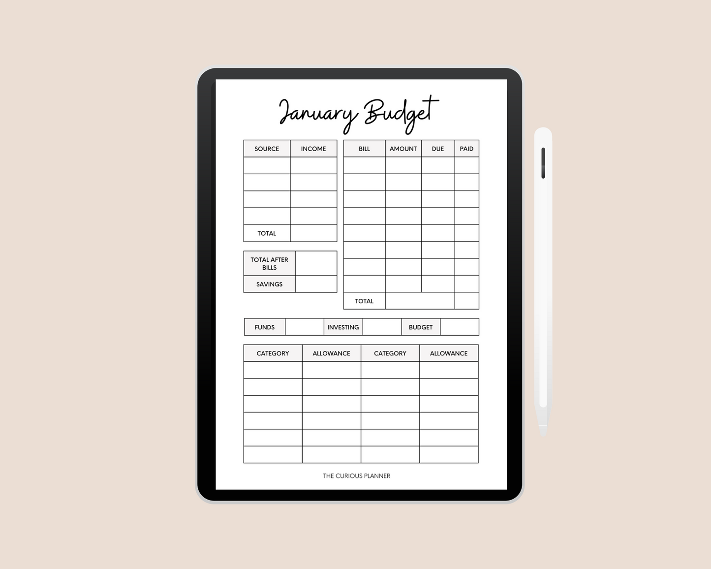 Monthly and Weekly Budget Sheet Printable PDF (12 Months- 5 Weeks - A4 and A5)